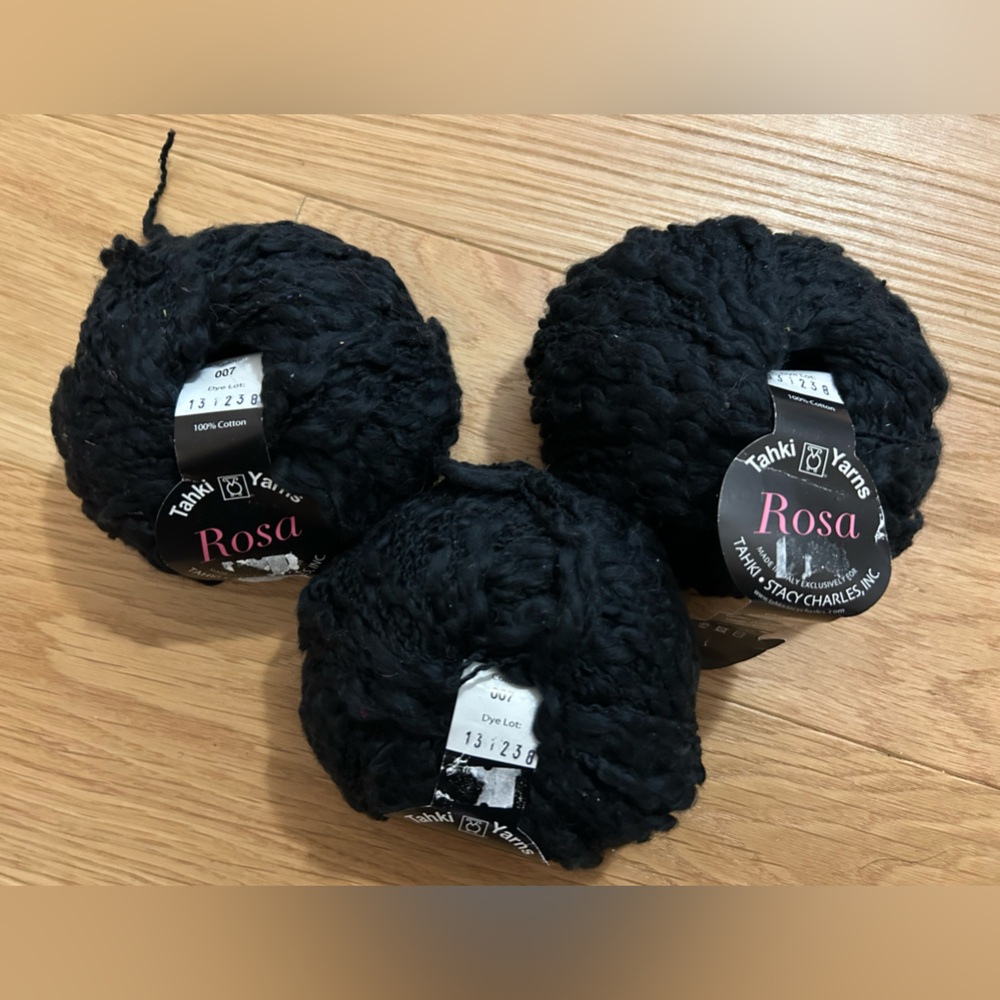 Tahki Yarns Rosa 3 Balls Skeins of Black Color 007